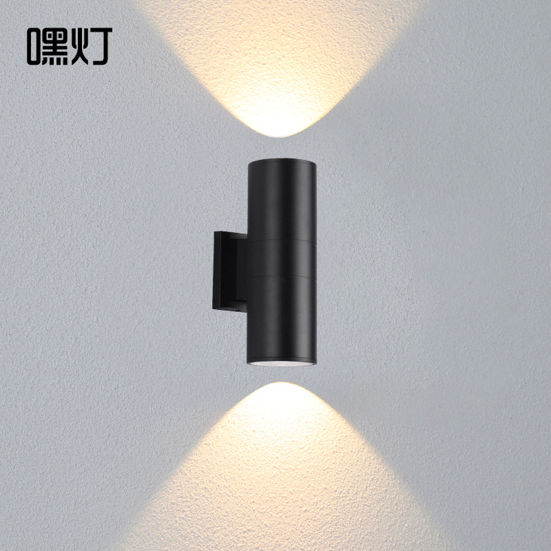 LED outdoor wall lamps, double-head and single-head circular exterior wall top and bottom spotlights, courtyard outdoor column and fence lights, waterproof 12W full figure