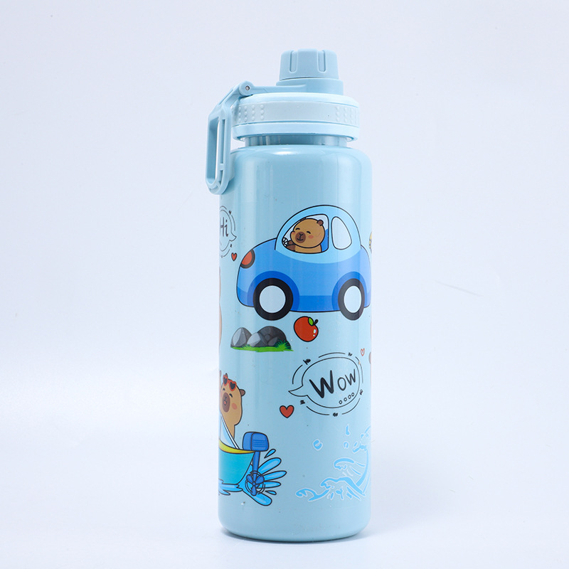 H164-HY-039B cartoon plastic cup, high appearance level, large-capacity transparent solid color water cup, portable water cup with handle detail image 3