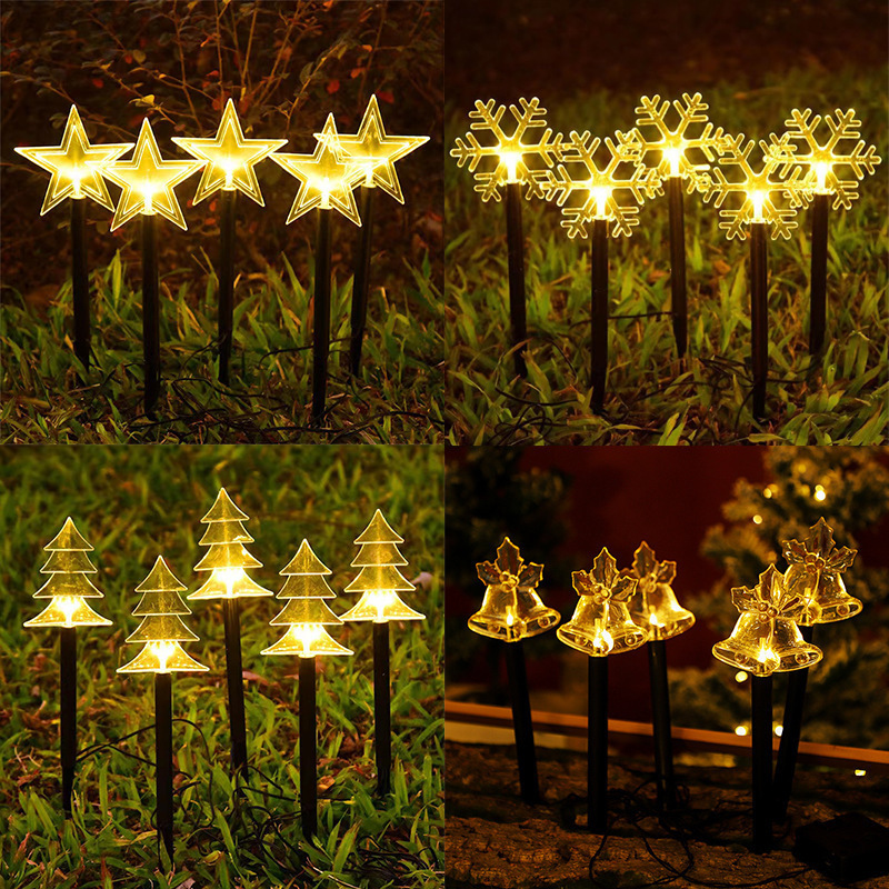 Cross-border exclusive solar ground socket lights, Christmas outdoor waterproof colored lights, snowflake stars, courtyard lawn atmosphere lights details Picture