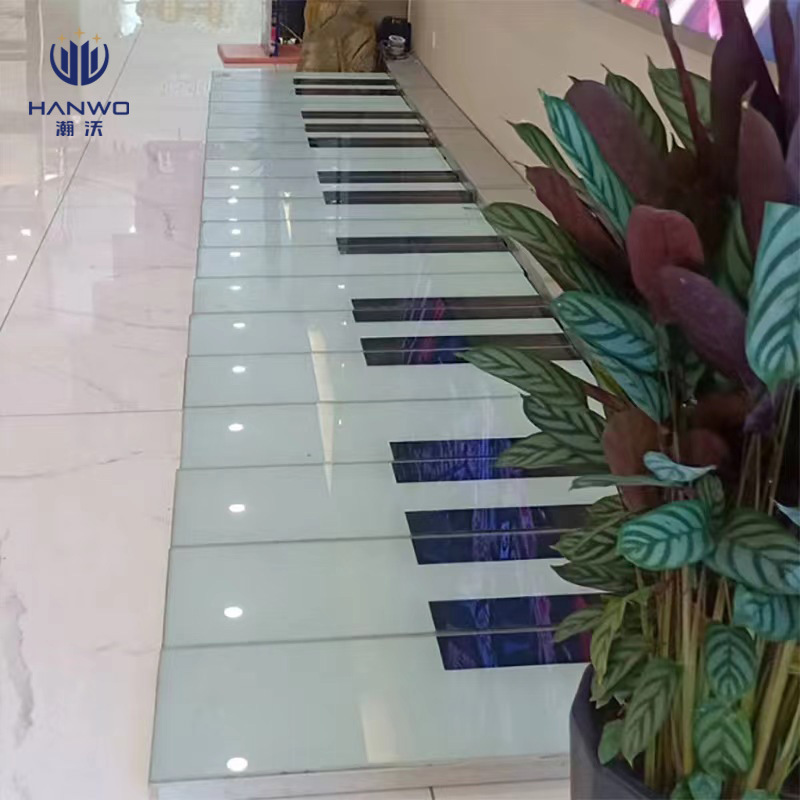 Piano key sensing interactive floor tile light, LED creative seven-color color-changing staircase step light, music foot pedal light Application Scenario