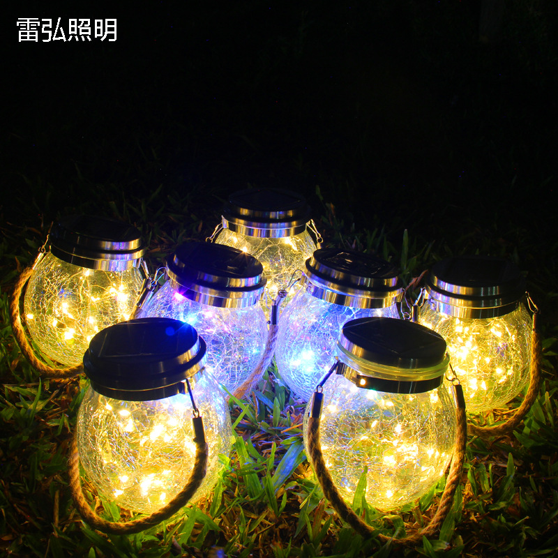 Solar outdoor lights, garden lights, crack lights, bottle lights, hanging lights, wish lights, creative decorations, Christmas Mason bottle lights Specification drawing