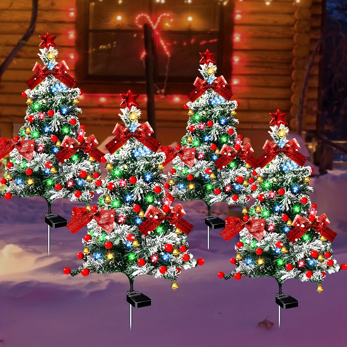2 Pcs Solar Christmas Tree Garden Stake Lights Outdoor Item Picture