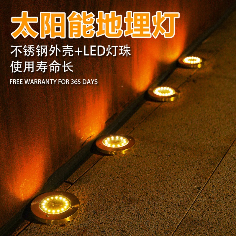 Solar-powered floor lights, outdoor courtyard garden lawn lights, decorative villa landscape, step ground buried lights, waterproof ground plug-in lights Application Scenario