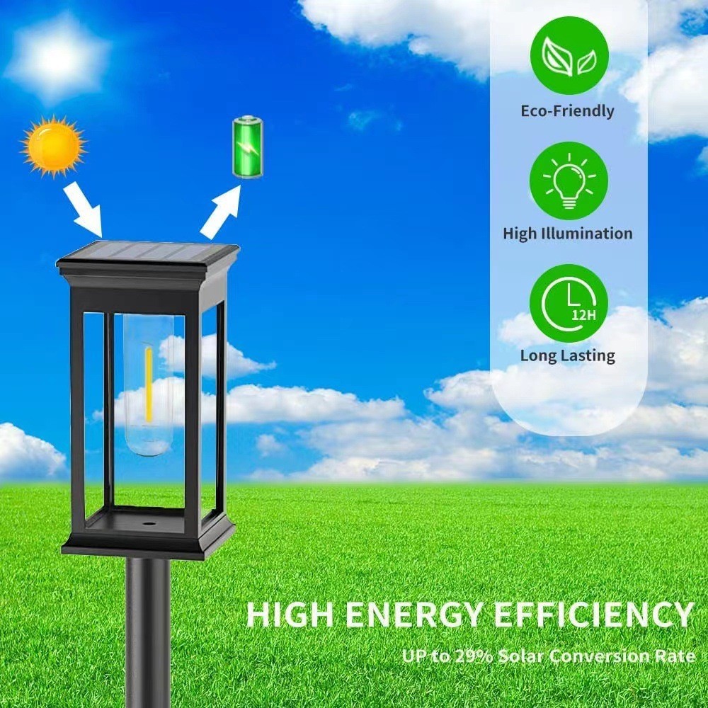 New solar tungsten filament lawn light, outdoor LED tungsten filament light, outdoor decorative ground plug light, solar lawn light Specification drawing