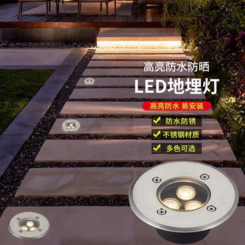 Ground lights, led outdoor waterproof ground spotlights, square lawn lights, corner ground outdoor downlights Specification drawing