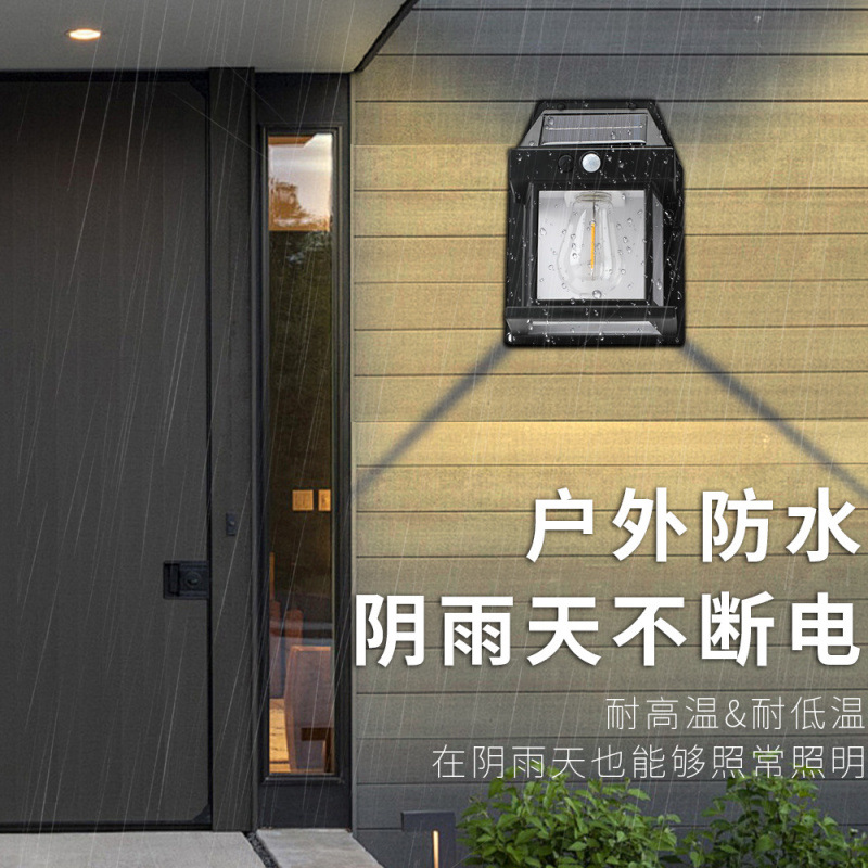 Outdoor courtyard wall lamps, human-sensing road lamps, household solar lighting lamps, outdoor lamps, solar panels details Picture