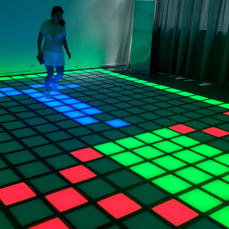 Dancing interactive square game floor tile light, shopping mall amusement park foot pedal LED jumping and dynamic grid floor light details Picture
