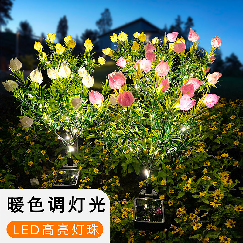Cross-border solar flower lights, outdoor lights, waterproof garden lights, atmosphere decorative lights, garden landscape lights, ground insert lawn lights details Picture