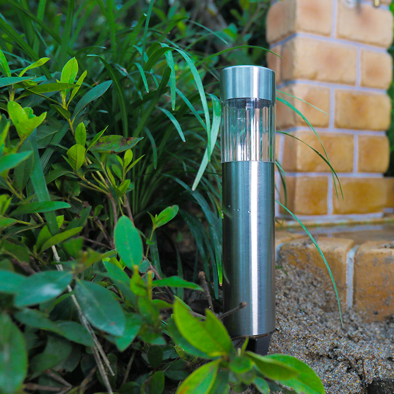 Solar stainless steel ground-mounted cylindrical lamp, solar lawn lamp, courtyard garden decorative lawn lamp Specification drawing