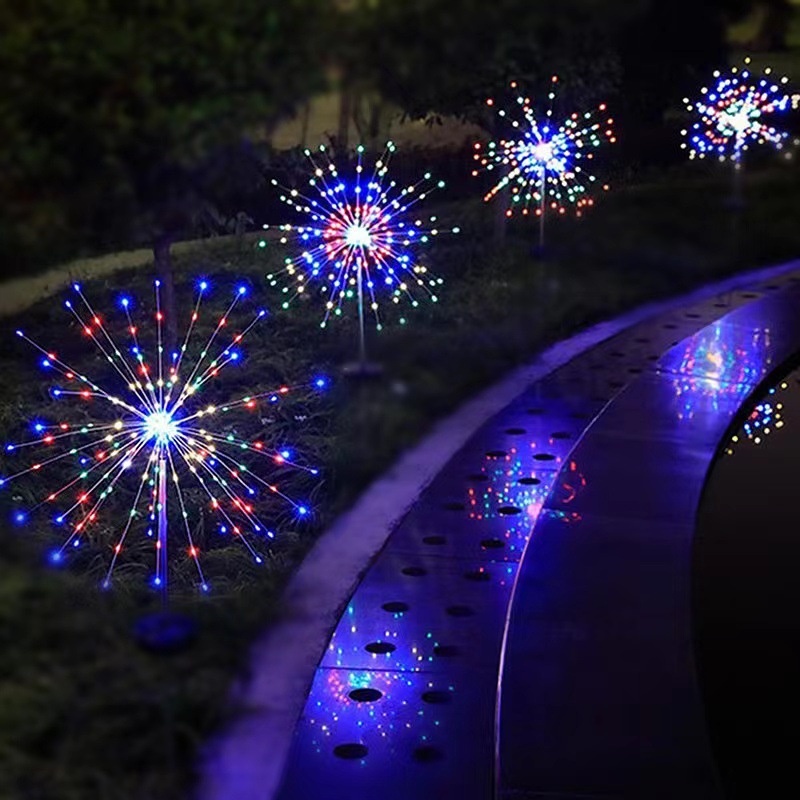 Solar-powered dandelion firework ground insert light, small courtyard decoration, garden landscape atmosphere, waterproof outdoor lawn light Specification drawing