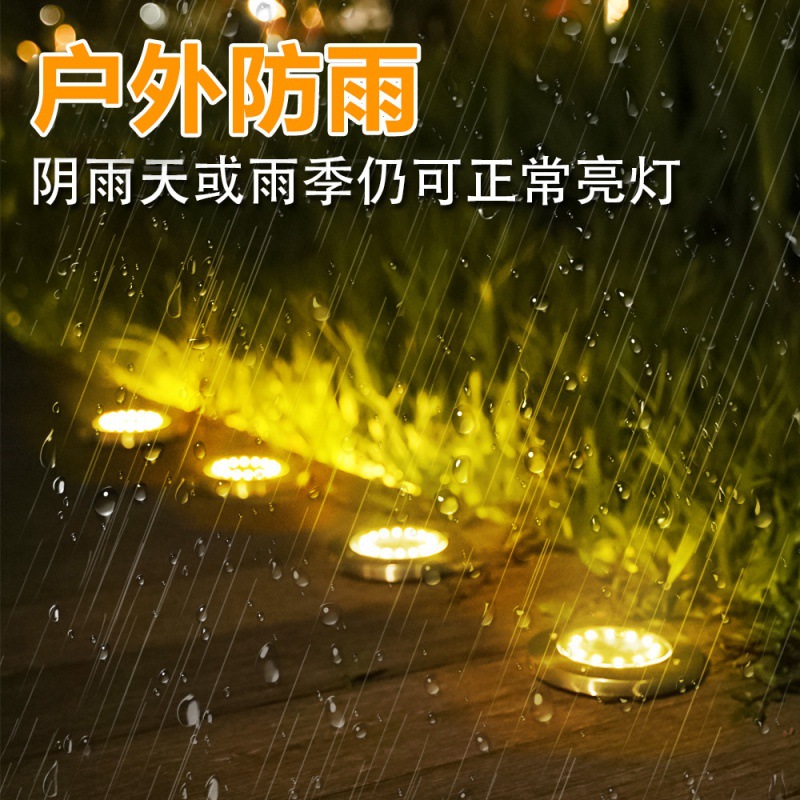Solar-powered floor lights, outdoor courtyard garden lawn lights, decorative villa landscape, step ground buried lights, waterproof ground plug-in lights Specification drawing