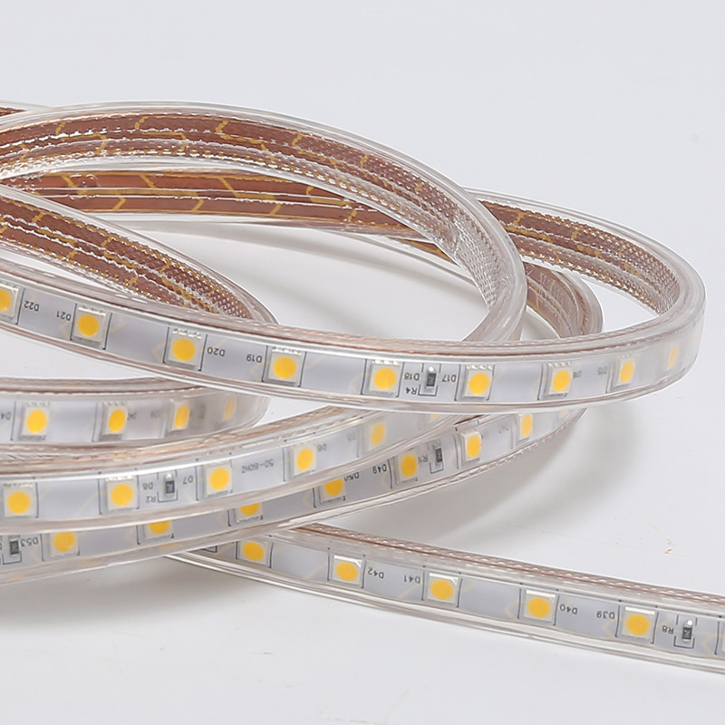 led5050 single-row outdoor waterproof, energy-saving and power-saving soft light strip for home decoration ceiling, outdoor lighting, KTV and bar atmosphere Item Picture