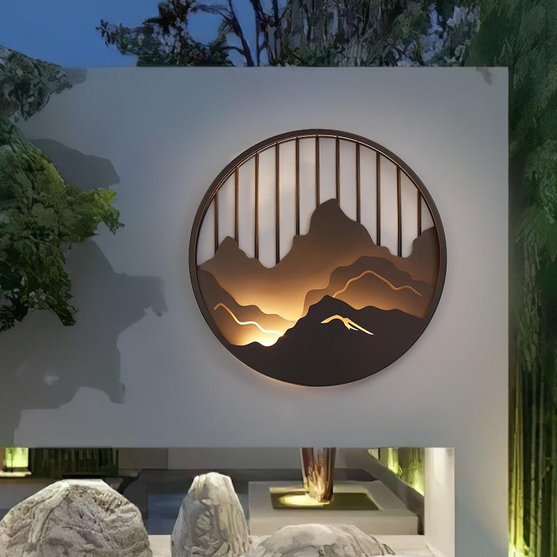 Outdoor garden villa wall lamps, outdoor waterproof courtyard landscape decoration, garden fence design, Chinese-style courtyard murals full figure