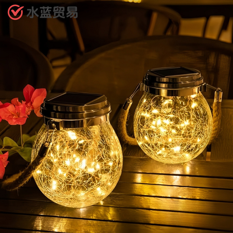 Solar crack lights, courtyard LED sensor night lights, outdoor camping garden floor hanging tree decorative atmosphere lights details Picture