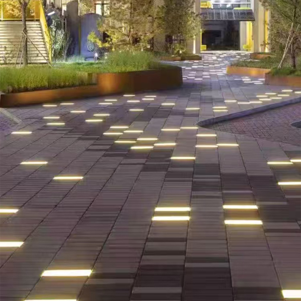 Waterproof and pressure-resistant rectangular floor tile lights, gravity foot pedal sensor lights, and outdoor square seven-color interactive project lighting details Picture
