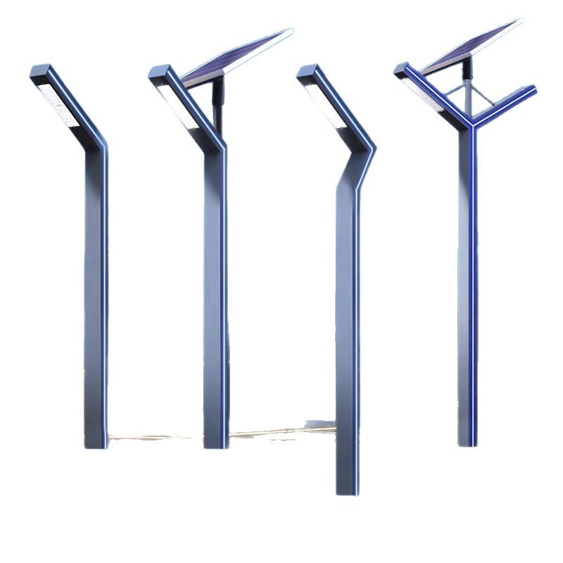 Solar outdoor garden lights, simple LED lights, aluminum profile 7-shaped lights, 3-meter and 4-meter villa street and park road street lights Item Picture
