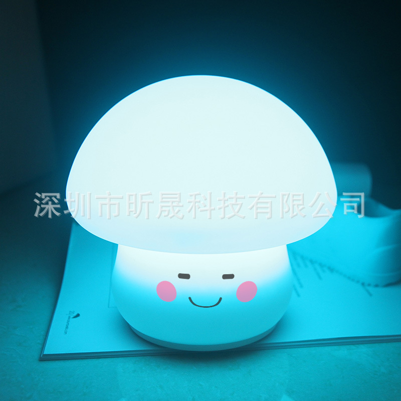 Mushroom night light, ambient light, battery silicone lamp, stress-relieving, color-changing when slapped, soft and cute desk lamp, children's gift Specification drawing