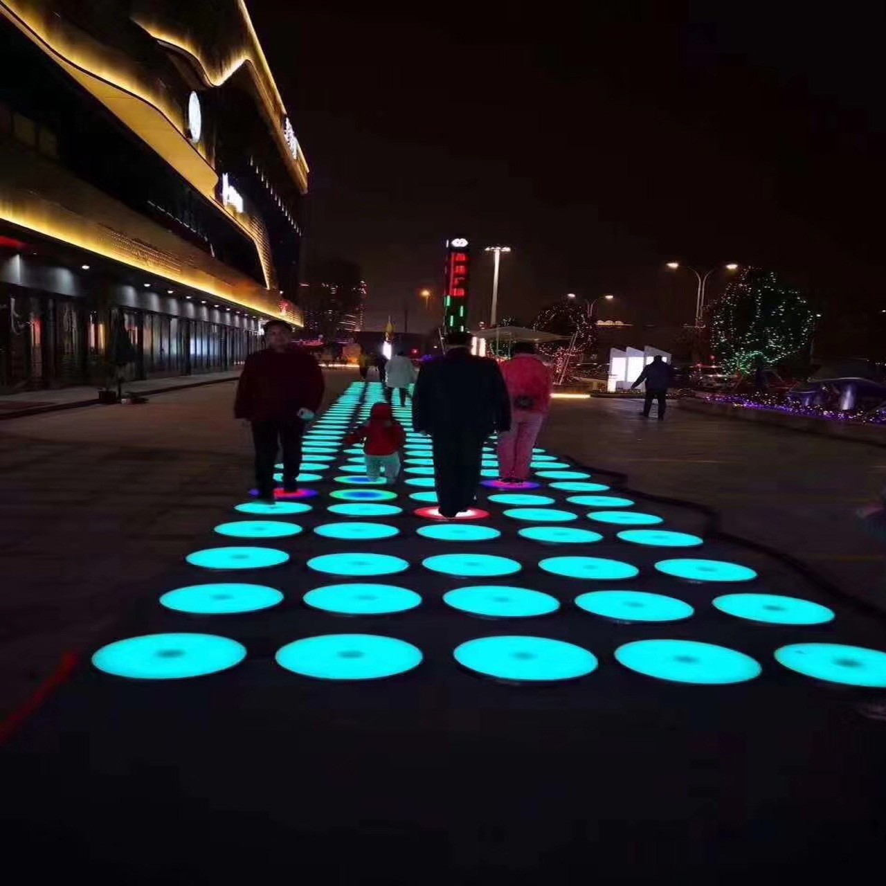 Circular waterproof human body interactive gravity sensor light floor luminous floor light sound-emitting activity color running floor tile light details Picture