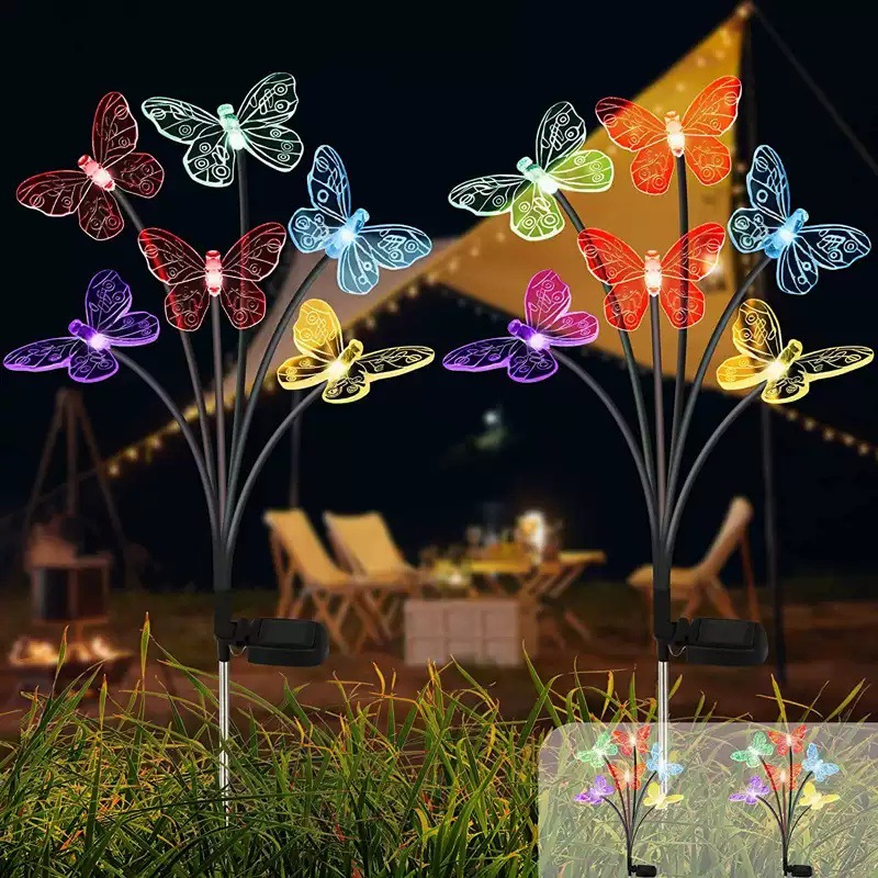 Cross-border wholesale of solar butterfly ground insert lawn outdoor LED decorative courtyard garden corridor waterproof landscape lights details Picture