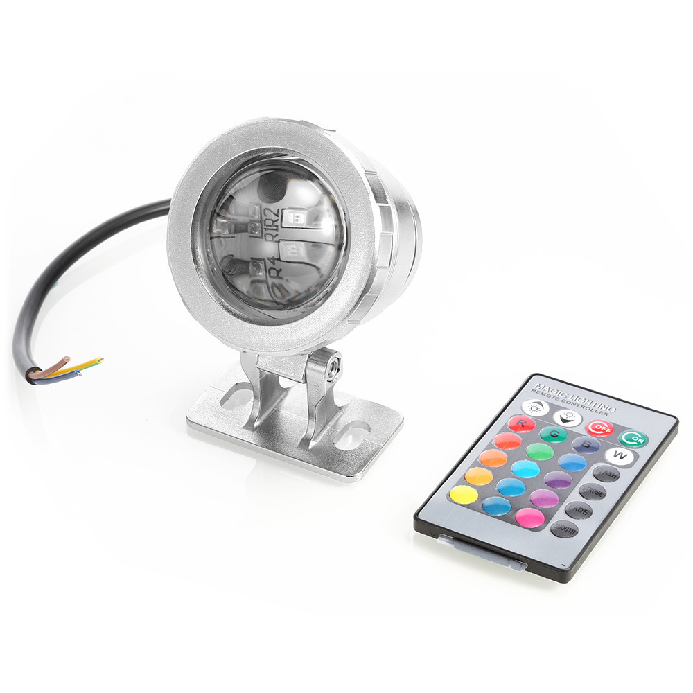 Cross-border e-commerce best-selling 5W and 10W RGB underwater lights, seven-color remote-controlled underwater lights, park and square landscape spotlights Specification drawing