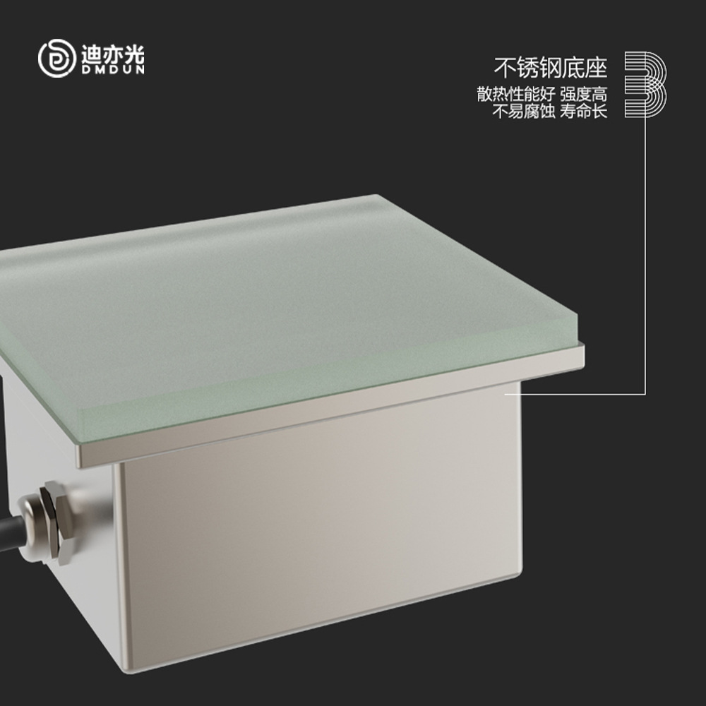 Linear square floor tile lights, buried lights, embedded outdoor waterproof stainless steel garden landscape lights, LED square lights Specification drawing