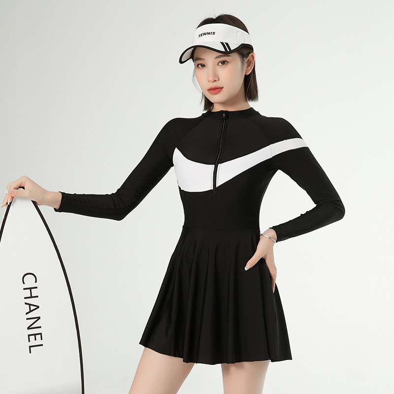 长袖长裤潜水服运动冲浪服遮肚显瘦泳衣女温泉游泳衣