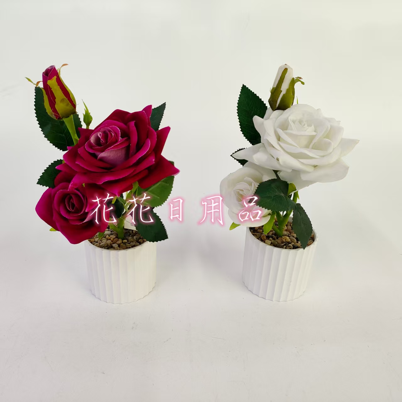 Artificial flowers, fake flowers, bonsai, plastic POTS, velvet cloth, rose decorations full figure