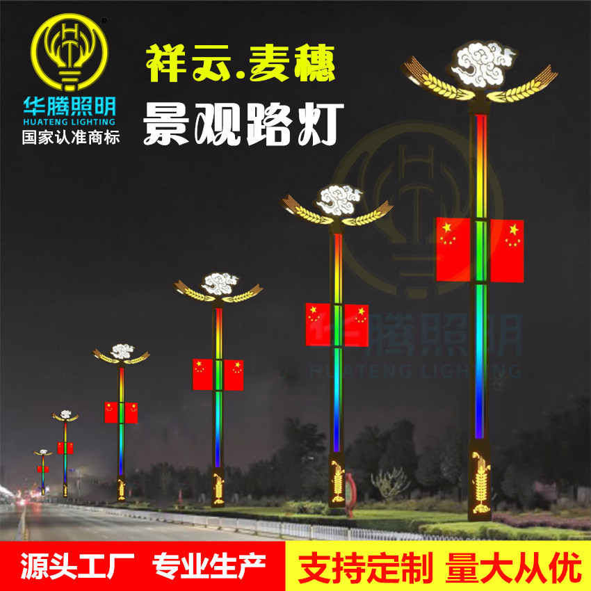 Outdoor square landscape lights, smart street lights, dual-arm courtyard combination street lights, new designs, municipal road cultural and creative lights details Picture