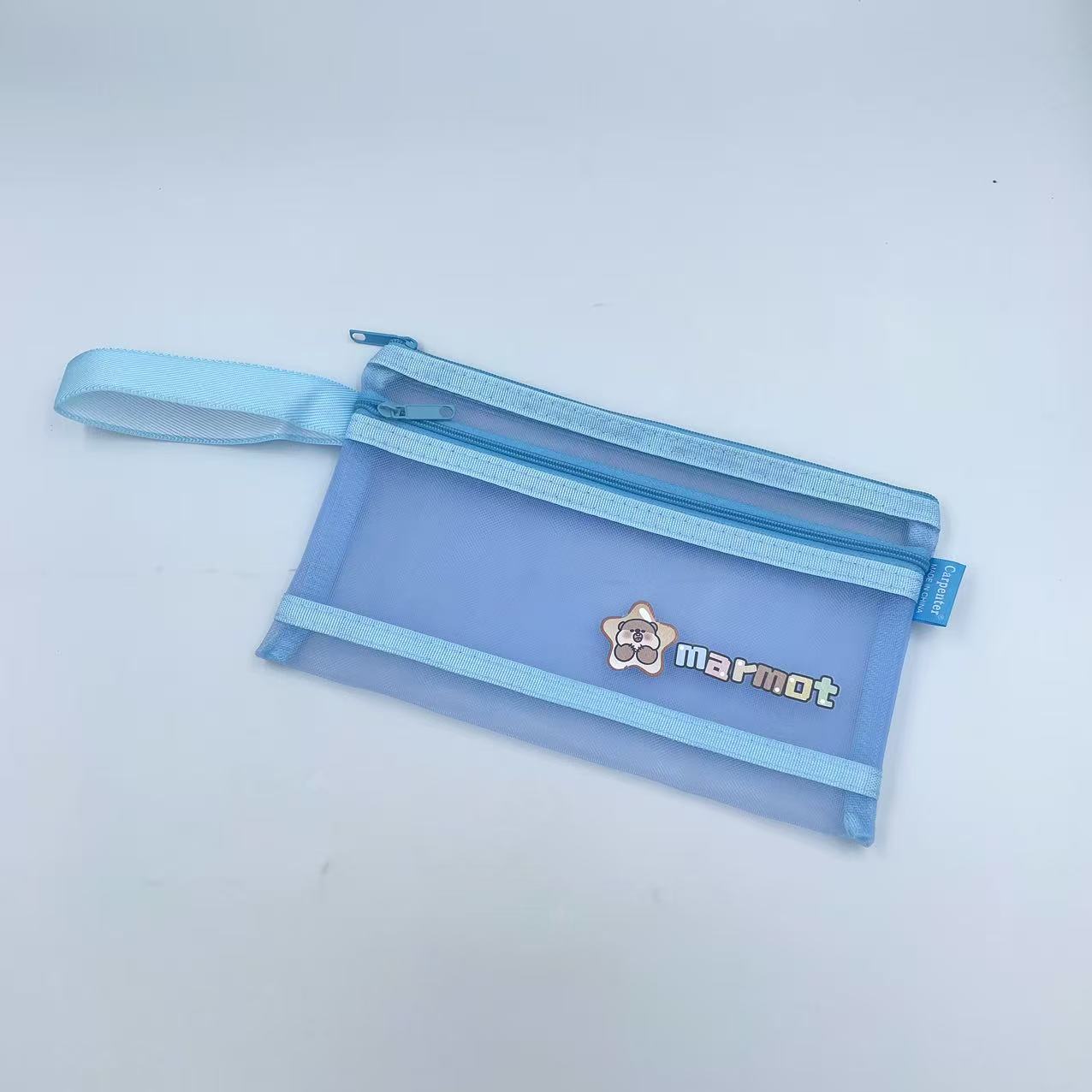 B6 mesh zipper bag, cartoon printed mesh bag, student stationery bag, double-layer pen case, office materials bag Specification image