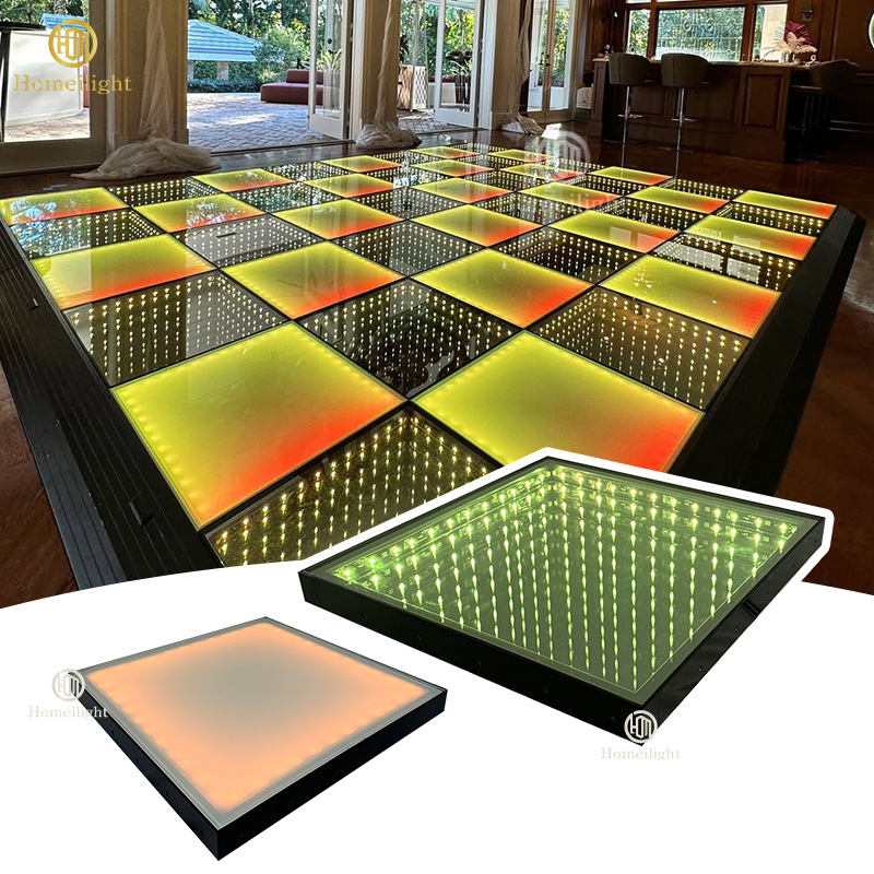50x50cm deep-sea dyed dancing floor tiles 3D+2D white glass dancing floor tiles details Picture