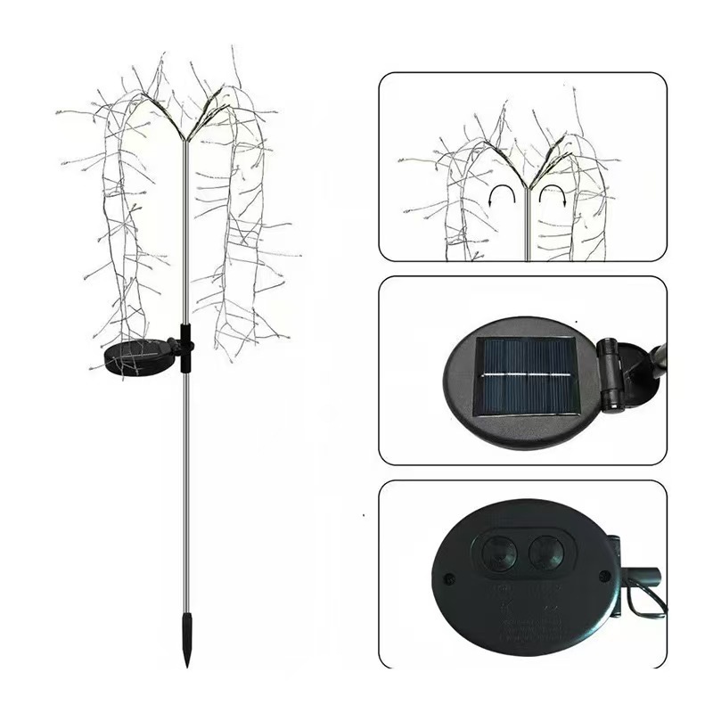 Cross-border led solar firecracker lights, copper wire smoke lanterns, string courtyard lawn decorative lights, Christmas festival atmosphere lights Item Picture