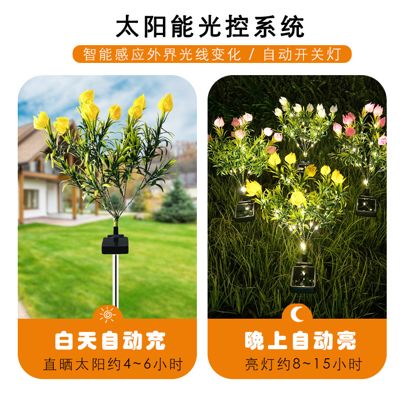 Cross-border solar flower lights, outdoor lights, waterproof garden lights, atmosphere decorative lights, garden landscape lights, ground insert lawn lights Specification drawing