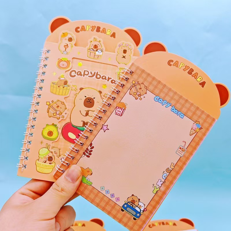 卡通可爱卡皮巴拉创意三合一线圈本儿童手帐贴纸本素材本文具批发 详情3