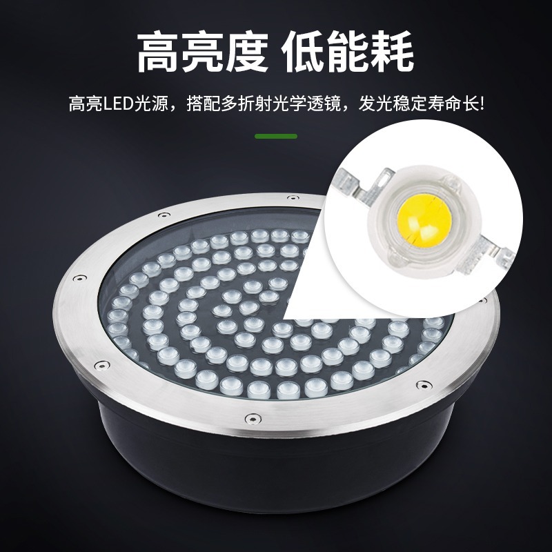 Outdoor waterproof embedded ground lights, square, park, courtyard, road spotlights, circular led embedded ground lights Specification drawing