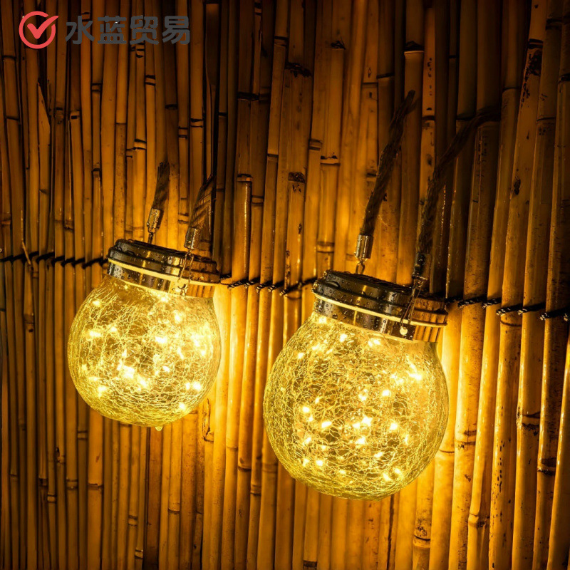 Solar crack lights, courtyard LED sensor night lights, outdoor camping garden floor hanging tree decorative atmosphere lights Specification drawing