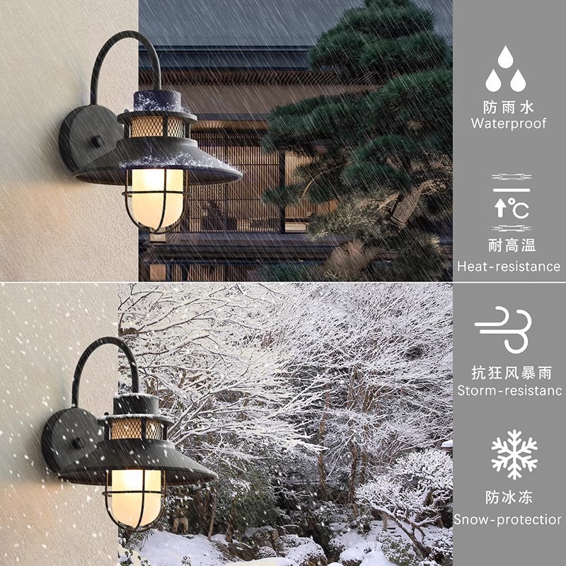 Outdoor wall lamp with power connection, retro coffee shop decoration led wall lamp, Amazon hot product, simple and waterproof wall lamp details Picture