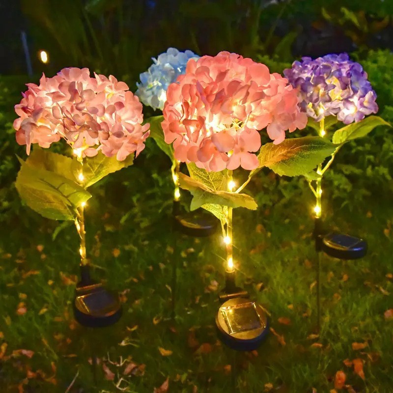 Solar-powered large hydrangea flower lantern outdoor courtyard lawn decoration atmosphere light, automatically turns on at dark, 48-hour delivery Specification drawing