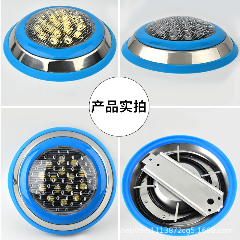 Cross-border LED swimming pool wall lights, stainless steel wall-mounted underwater spotlights, 12V and 24V low-voltage remote control underwater lights Item Picture