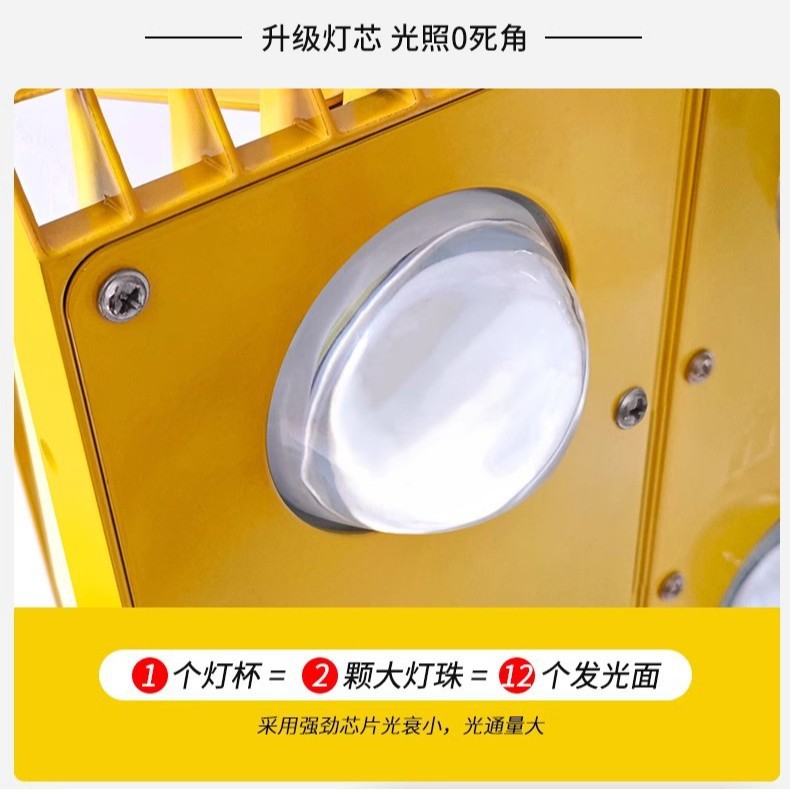 Tunnel trolley light led yellow explosion-proof light EX Golden Sunflower 100W gas station high 12 low voltage 36V floodlight Specification drawing