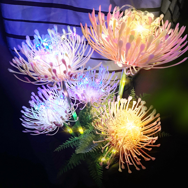 Sun Liang's new solar-powered Red spider lily lantern, a simulation lantern decoration prop, wedding decoration, and wedding lighting guide details Picture