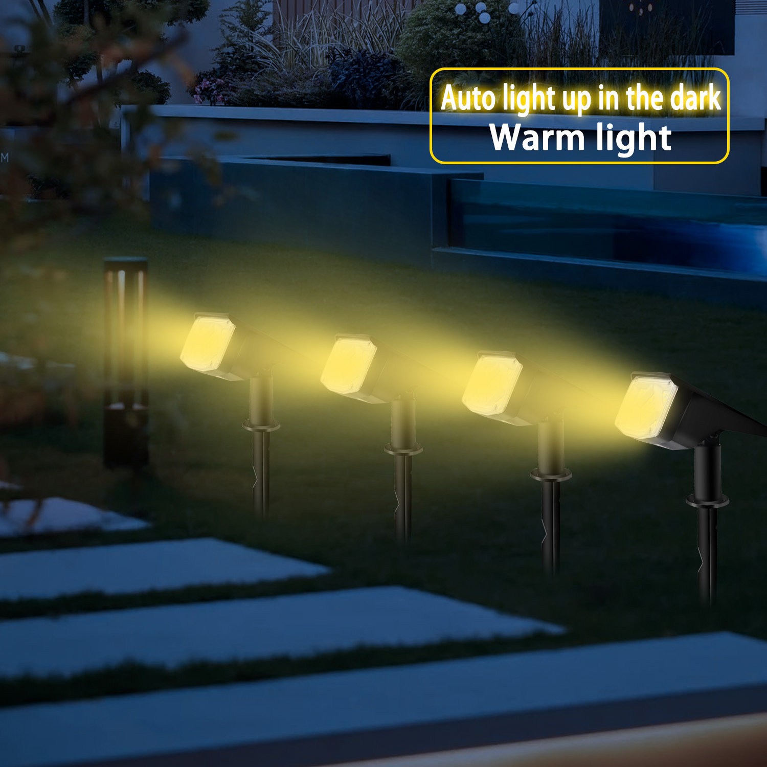 New outdoor solar spotlights with 38LED high-brightness spotlights for courtyards, gardens, roads, trees, decorations and lawns details Picture