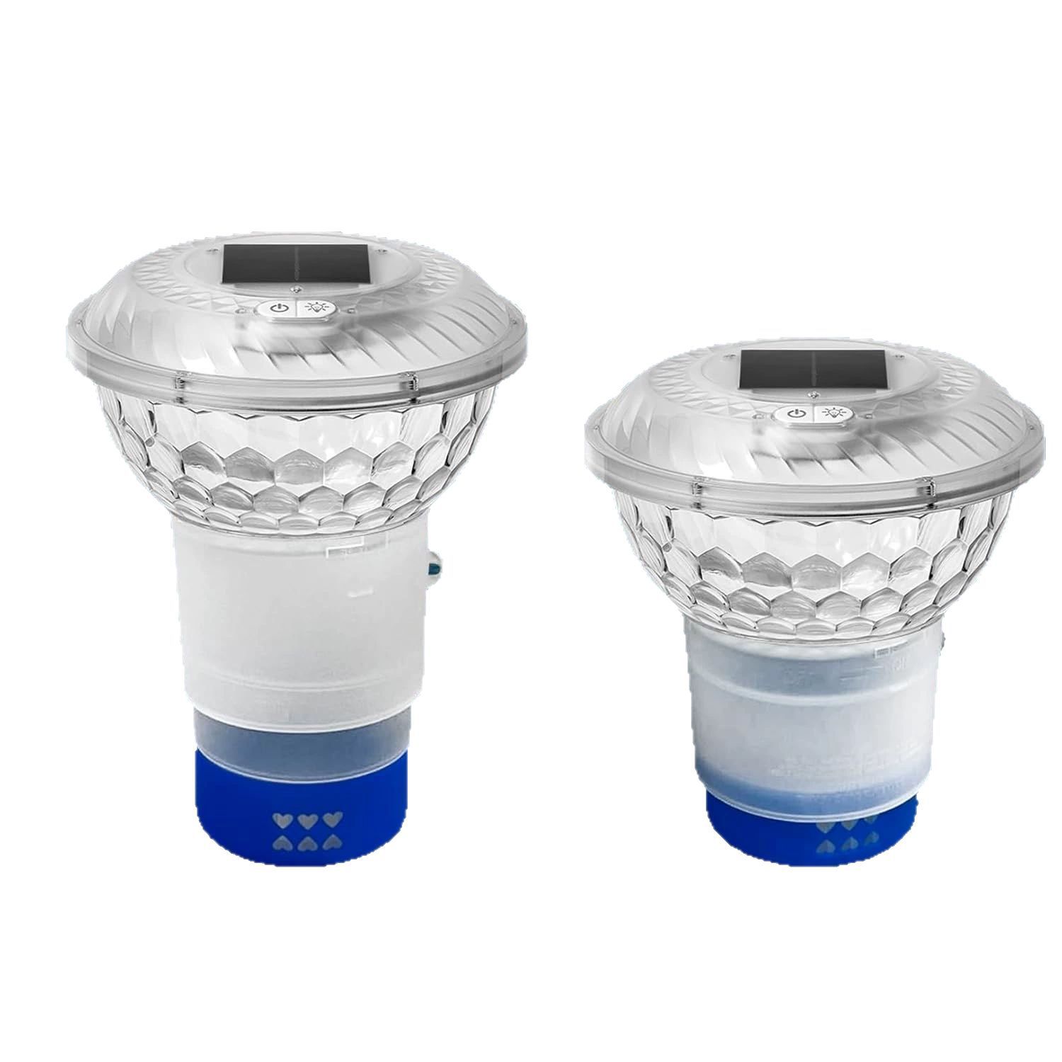 2025 Cross-border new product LED solar floating swimming pool light RGB seven-color remote control swimming pool chlorine float, chlorine float device light Item Picture