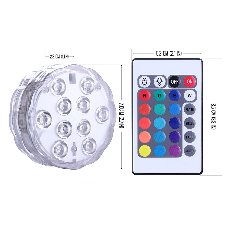 24-key remote control LED knob underwater light, aquarium fish tank underwater decorative candle light, colorful plum blossom diving light Item Picture
