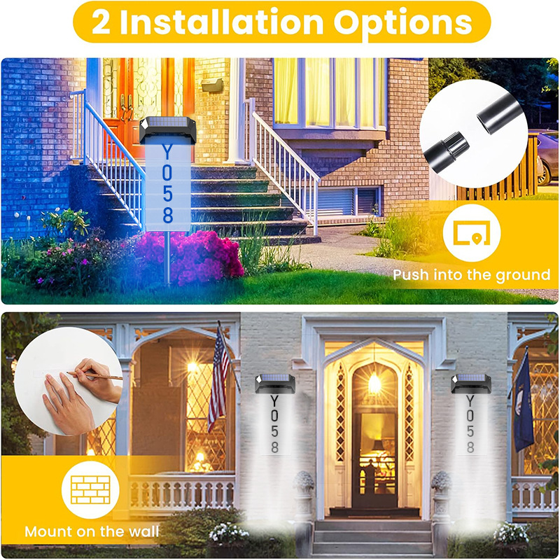 New solar digital doorplate light, household door indication digital letter license plate light, and color solar wall lamp details Picture
