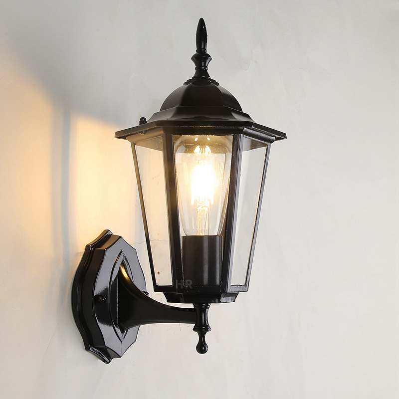 Engineering outdoor hexagonal small wall lamp, modern and simple wall lamp, industrial style decorative wall lamp, creative retro corridor lamp full figure
