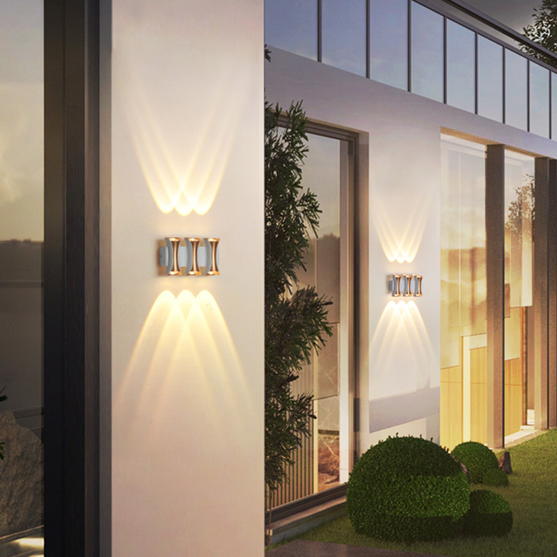 LED outdoor wall lamps, hotel fence double-head exterior wall lamps, door column balcony double-head small waist wall lamps, background wall lamps Specification drawing