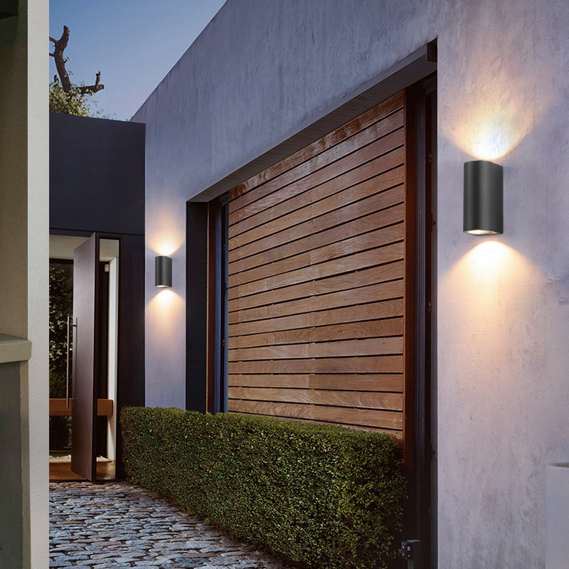 led square outdoor waterproof wall lamp Gu10, top and bottom lighting, single and double head spotlights for villa exterior walls, courtyards, balconies and corridors Specification drawing