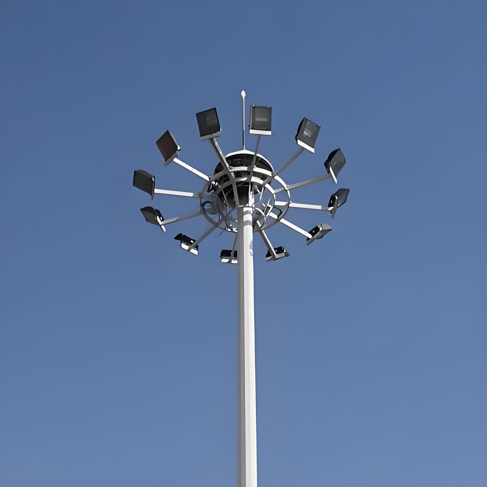 15-50 meter liftable/ladder type square high mast lights, outdoor basketball court floodlights, LED Gao Meihua lighting fixtures details Picture