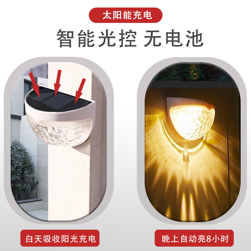 New solar wall lamps, outdoor household led garden and courtyard outdoor courtyard lamps, step night lights and street lamps details Picture