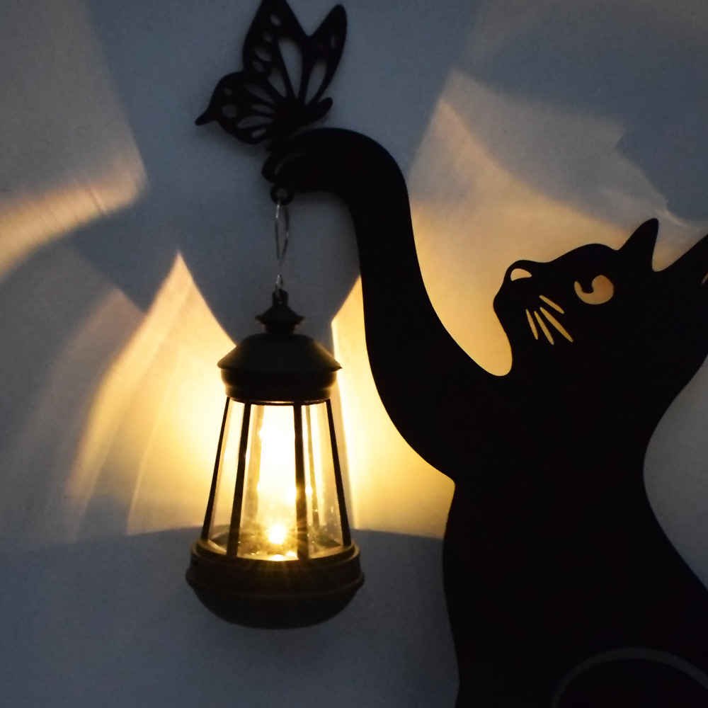 Cross-border outdoor waterproof lawn ground insert iron art cat animal shape outdoor courtyard garden decoration solar lamp Application Scenario